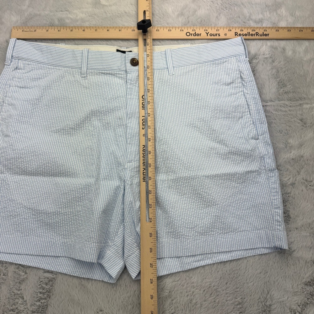 J Crew. Seersucker Shorts Mens 38 Blue Striped Casual Summer Lightweight NWT - Picture 7 of 10